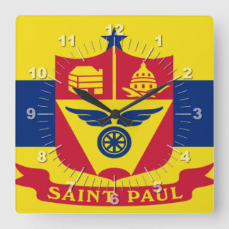 Relógio Quadrado Saint Paul (Minnesota) flag Large Clock