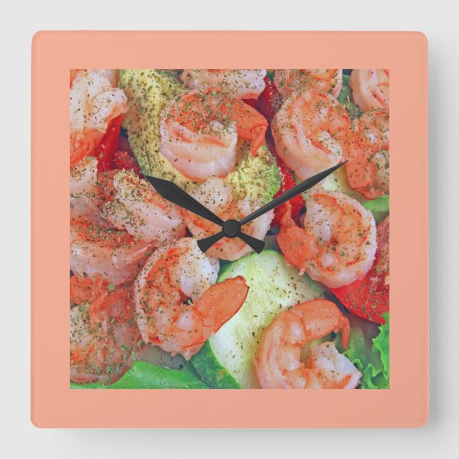 Relógio Quadrado Salada de Camarão  (Frente)
