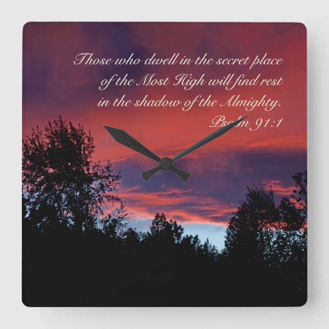 Relógio Quadrado Salm 91, aqueles que vivem no lugar secreto, (Frente)