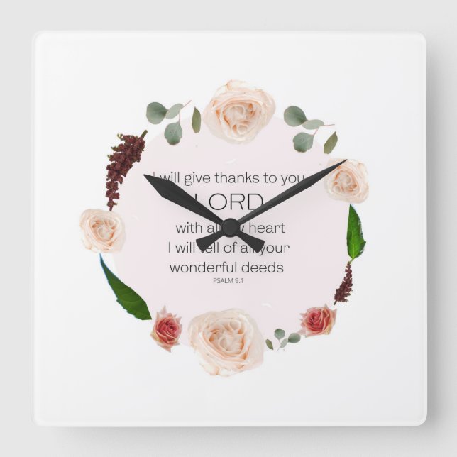 Relógio Quadrado Salm 9, Contarei Todos Os Seus Maravilhosos Deeds  (Frente)