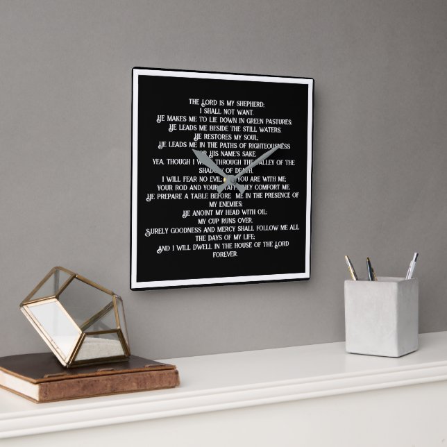 Relógio Quadrado Salmo 23 (Escritório)