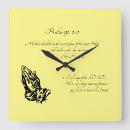 Relógio Quadrado Salmo 91:1-2 Amarelo