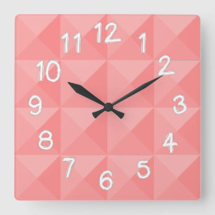 Relógio Quadrado Salmon Pirâmides Square Wall Clock