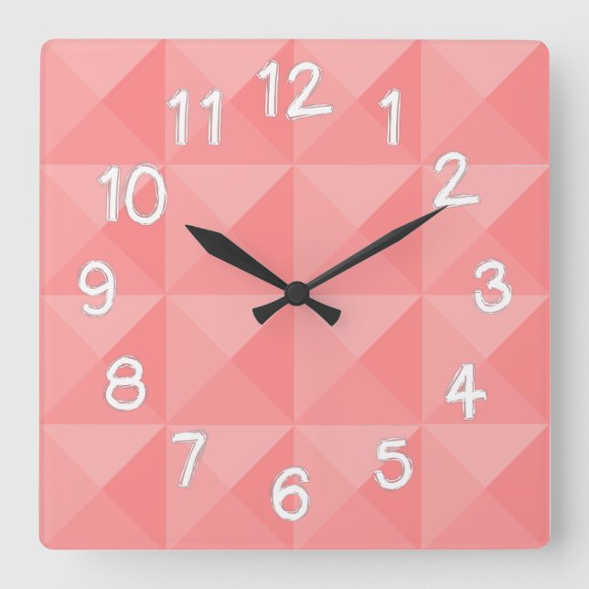 Relógio Quadrado Salmon Pirâmides Square Wall Clock (Frente)
