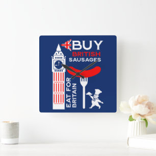 Relógio Quadrado Salsicha Britânica E Mash Kitchen