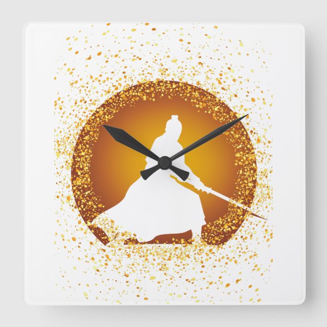 Relógio Quadrado samurai (Frente)