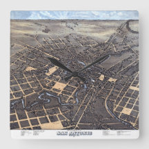 San Antonio, Texas, Mapa Aéreo Antigo da Cidade, 1