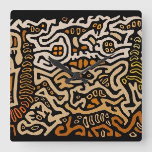 Relógio Quadrado San Blas Kuna Indian Mola Wall Clock