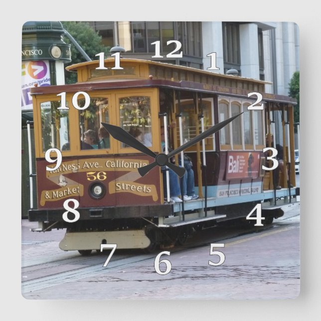 Relógio Quadrado San Francisco Cable Car Wall Clock (Frente)