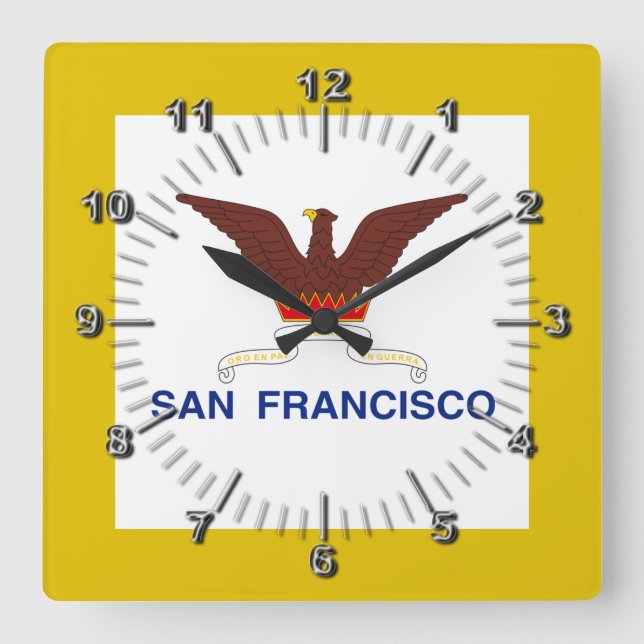 Relógio Quadrado San Francisco (California) flag Large Clock (Frente)