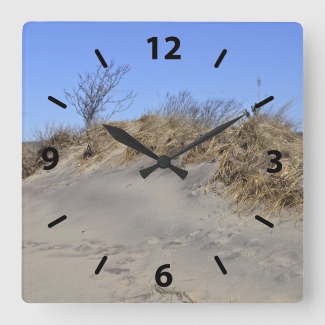 Relógio Quadrado Sand Dune Beach Wall Clock (Frente)