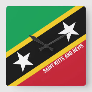 Relógio Quadrado Santo Kitts e Nevis Flag Dazzling Patriótico