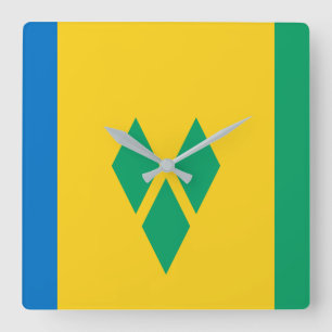 Relógio Quadrado Santo Vincent e bandeira nacional do mundo dos