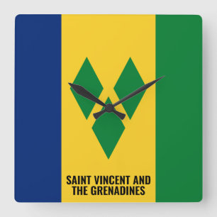 Relógio Quadrado Santo Vincent e Grenadines Flag Dazzling