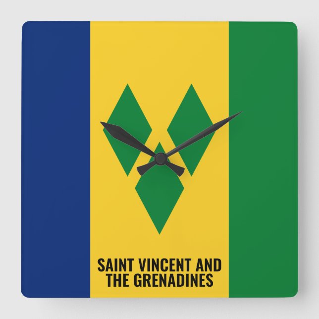 Relógio Quadrado Santo Vincent e Grenadines Flag Dazzling (Frente)