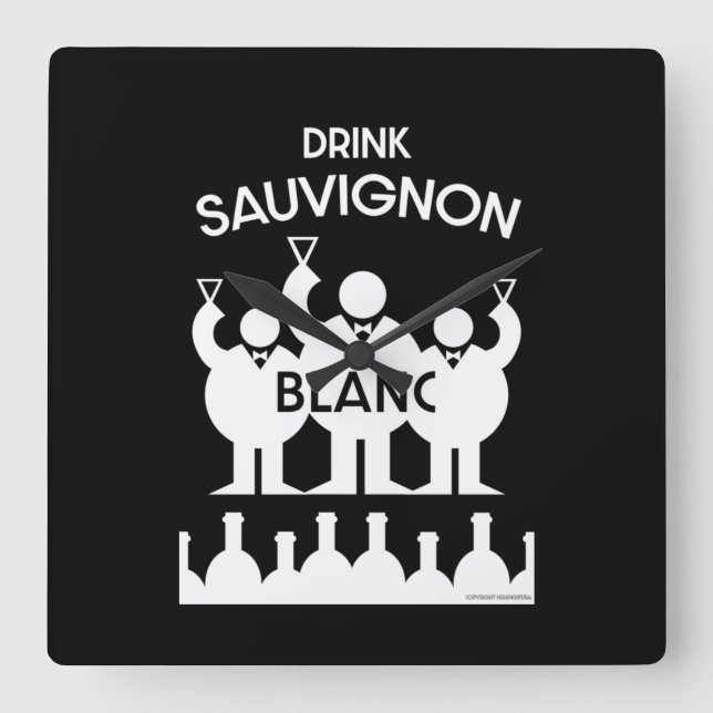 Relógio Quadrado Sauvignon Blanc Wine Drinker (Frente)