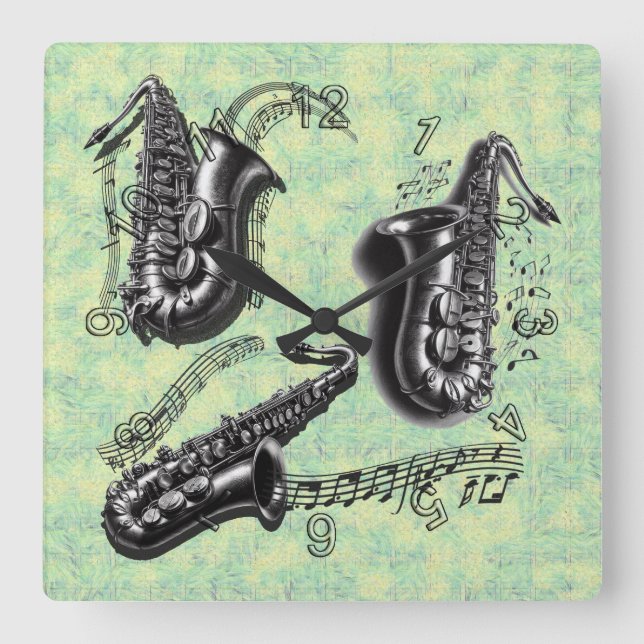 Relógio Quadrado Sax (Frente)
