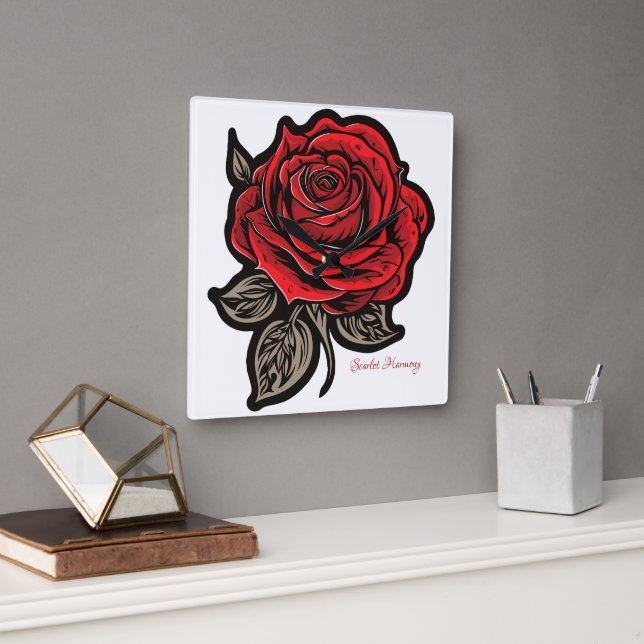 Relógio Quadrado Scarlet Harmony (Escritório)