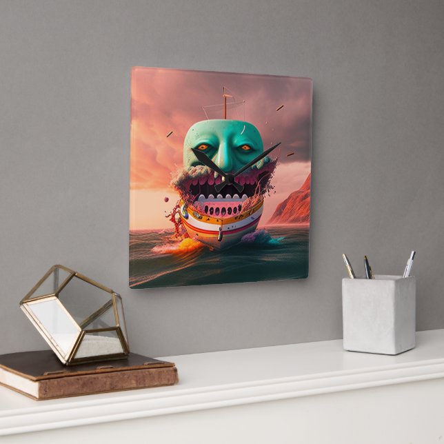 Relógio Quadrado Scary boat (Escritório)