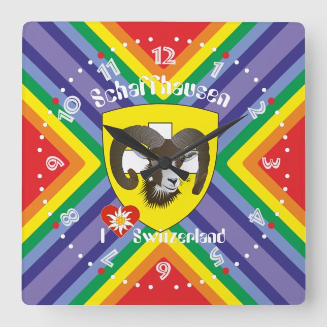 Relógio Quadrado Schaffhausen - Schweiz - Suisse - Svizzera Uhr (Frente)
