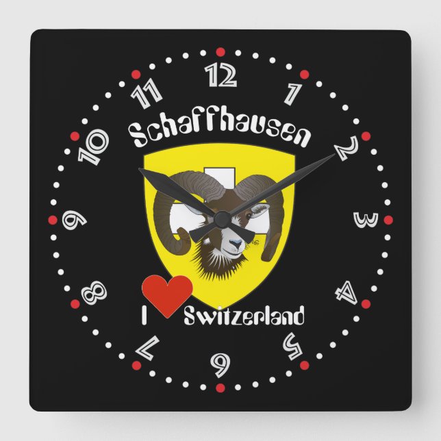 Relógio Quadrado Schaffhausen - Schweiz - Suisse - Svizzera Uhr (Frente)