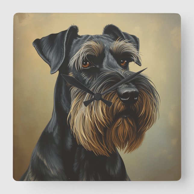 Relógio Quadrado Schnauzer Gigante (Frente)