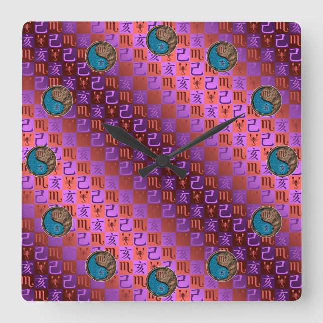 Relógio Quadrado Scorpio & Earth Boar (Frente)