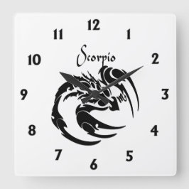 Relógio Quadrado Scorpio Zodiac Símbolo e Sinal