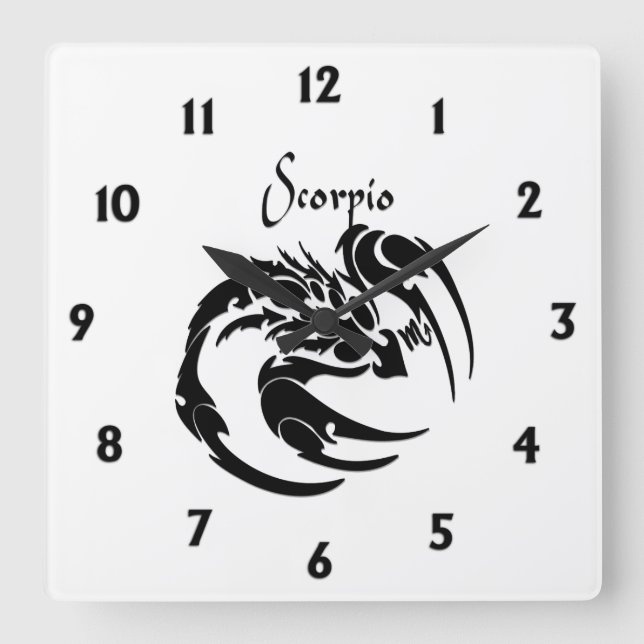 Relógio Quadrado Scorpio Zodiac Símbolo e Sinal (Frente)