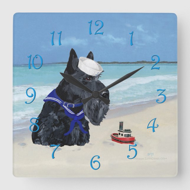 Relógio Quadrado Scottie na praia (Frente)