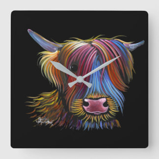 Relógio Quadrado Scottish Highland Cow ' PODGER' por Shirley M