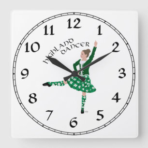 Relógio Quadrado Scottish Highland Dancer - Green