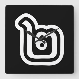 Relógio Quadrado Script Tailandês Número 2 / Dois / ๒ (Canção)