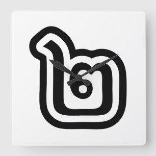 Relógio Quadrado Script Tailandês Número 2 / Dois / ๒ (Canção)