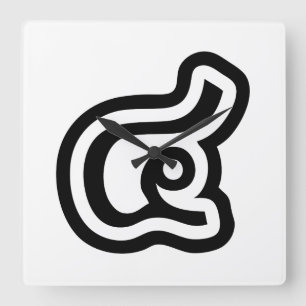 Relógio Quadrado Script Tailandês Número 4 / Quatro / ๔ (Consulte/S