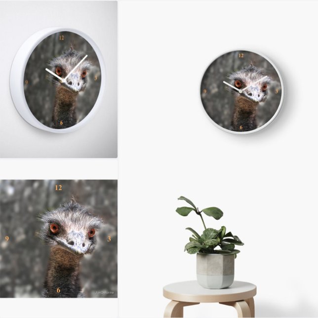 Relógio Quadrado Scruffy Ole Bird, Emu. (Criador carregado)