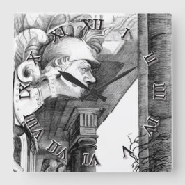 Relógio Quadrado Sculpture of castle  Pencil Art 