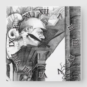 Relógio Quadrado Sculpture of castle Pencil Art