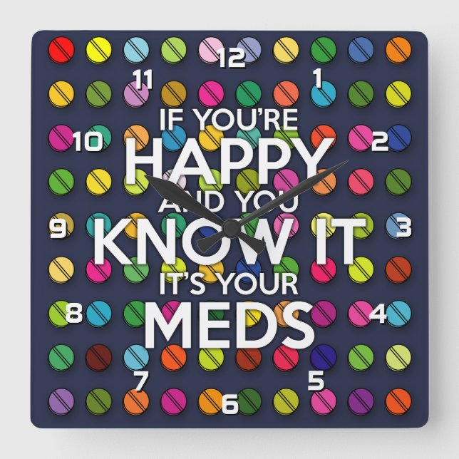 RELÓGIO QUADRADO SE ESTIVER FELIZ E SABER DISSO (Frente)