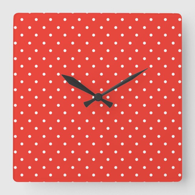 Relógio Quadrado Seamless red background polka dot pattern (Frente)