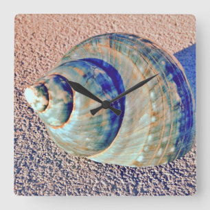Relógio Quadrado Seashell de Welk do mar