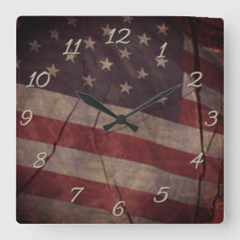 Relógio Quadrado Segmento Patriótico de Bandeira dos EUA Sobre Made
