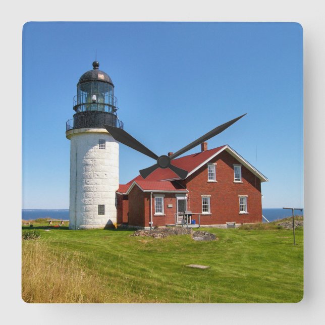 Relógio Quadrado Seguin Island Lighthouse, Maine Wall Clock (Frente)