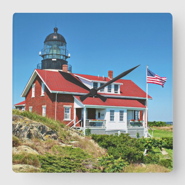 Relógio Quadrado Seguin Island Lighthouse, Maine Wall Clock (Frente)