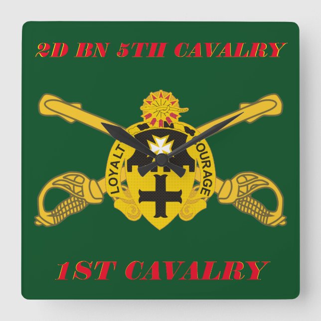 RELÓGIO QUADRADO SEGUNDO BATTALION 5 CAVALRY 1RUA CAVALRY CLOCK (Frente)