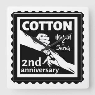 Relógio Quadrado segundo casal de aniversário de casamento de mão