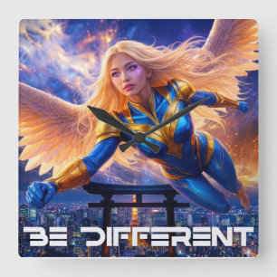 Relógio Quadrado SEJA DIFERENTE - Anjo Feminino Herói Acima de Tóqu