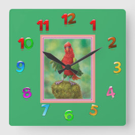 Relógio Quadrado Selva Adorável Vermelha/Verde/Relógio de Parede