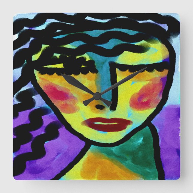 Relógio Quadrado Sempre que a Abstrato de arte original (Frente)
