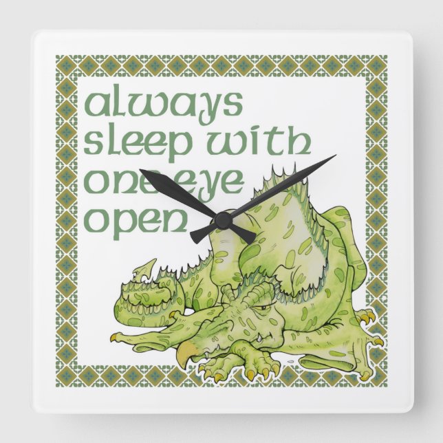 Relógio Quadrado Sempre sono com o um olho aberto (Frente)